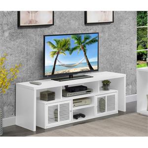 Lexington 60-inch TV Stand with Storage Cabinets and Shelves in White Wood
