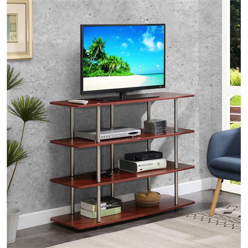 Convenience Concepts Designs2Go XL Highboy Four-Tier TV Stand in Cherry Wood