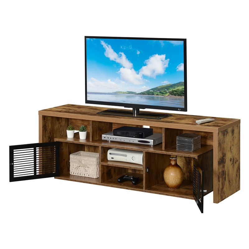 Lexington 60-inch TV Stand with Storage Cabinets and Shelves in Nutmeg Wood