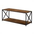 Tucson Coffee Table with Shelf in Nutmeg Wood Finish and Black Metal Frame