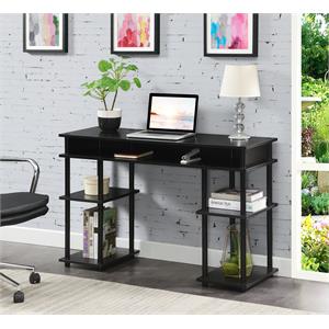 convenience concepts designs2go no-tools student desk with shelves in black wood