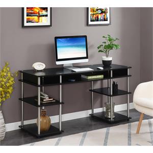 designs2go no-tools 60-inch deluxe student desk with shelves in black wood