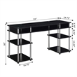 Designs2Go No-Tools 60-inch Deluxe Student Desk with Shelves in Black Wood