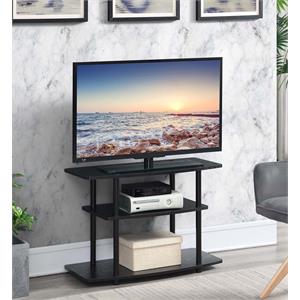 convenience concepts designs2go three-tier tv stand in black wood finish