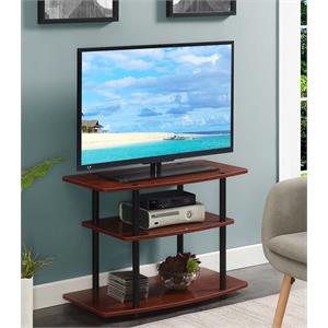 convenience conceptsdesigns2go three-tier tv stand in warm cherry wood finish