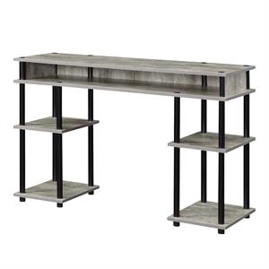 designs2go no-tools student desk with shelves in light gray wood finish