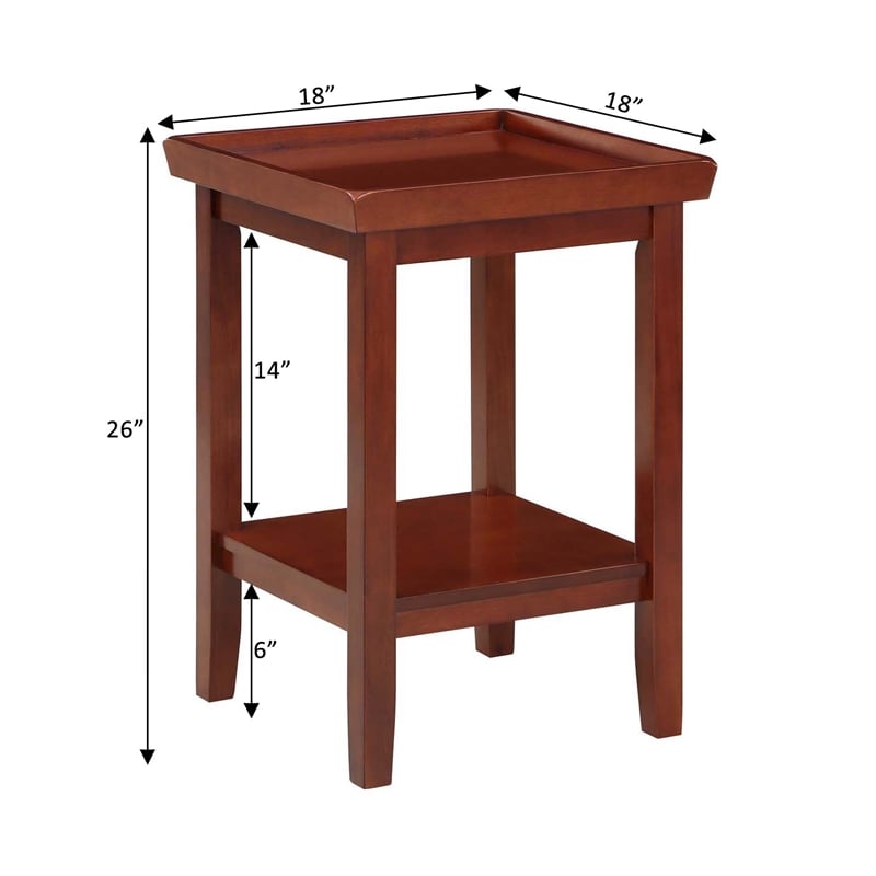 Convenience Concepts Ledgewood End Table with Shelf in Mahogany Wood Finish