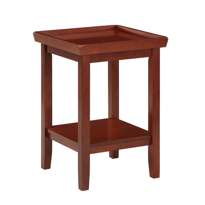 Convenience Concepts Ledgewood End Table with Shelf in Mahogany Wood Finish