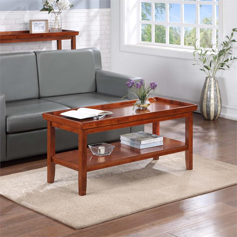 Oval Coffee Tables for Living Room, Solid Wood Coffee Table with Glass Top,  Vintage Cocktail Table, 46x29x18.2, Easy Assemble, Cherry Walnut