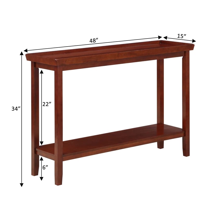 Convenience Concepts Ledgewood Console Table with Shelf in Mahogany Wood Finish