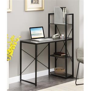 convenience concepts designs2go office workstation with shelves in gray wood