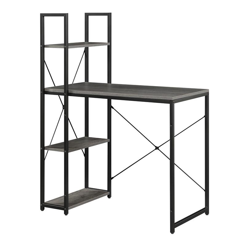 Convenience Concepts Designs2Go Office Workstation with Shelves in Gray Wood