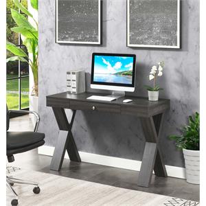 convenience concepts newport one-drawer desk in gray wood finish