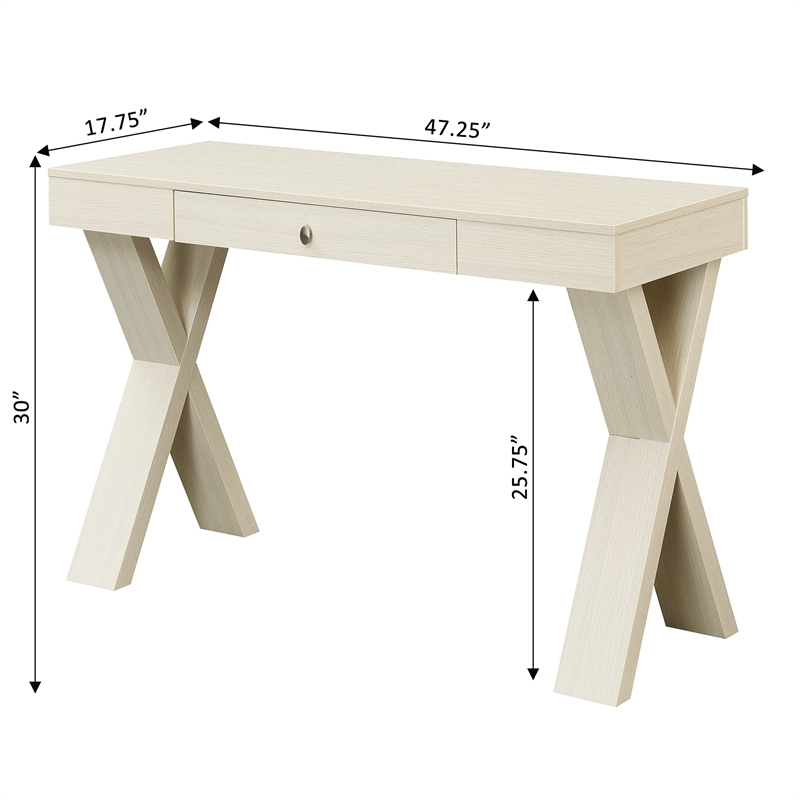 Convenience Concepts Newport One-Drawer Desk in Ivory Wood Finish