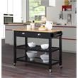 American Heritage Three-Tier Butcher Block Kitchen Cart w/ Drawers in Black Wood