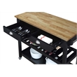 American Heritage Three-Tier Butcher Block Kitchen Cart w/ Drawers in Black Wood
