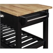 American Heritage Three-Tier Butcher Block Kitchen Cart w/ Drawers in Black Wood