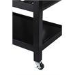 American Heritage Three-Tier Butcher Block Kitchen Cart w/ Drawers in Black Wood