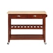 American Heritage Three-Tier Butcher Block Kitchen Cart w/Drawers- Mahogany Wood