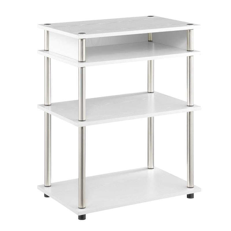 Designs2Go No-Tools Printer Stand with Shelves in White Wood Finish