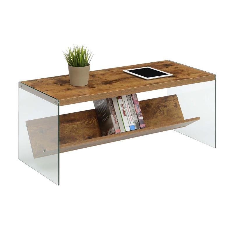 Convenience Concepts SoHo Coffee Table with Shelf in Nutmeg Wood Finish