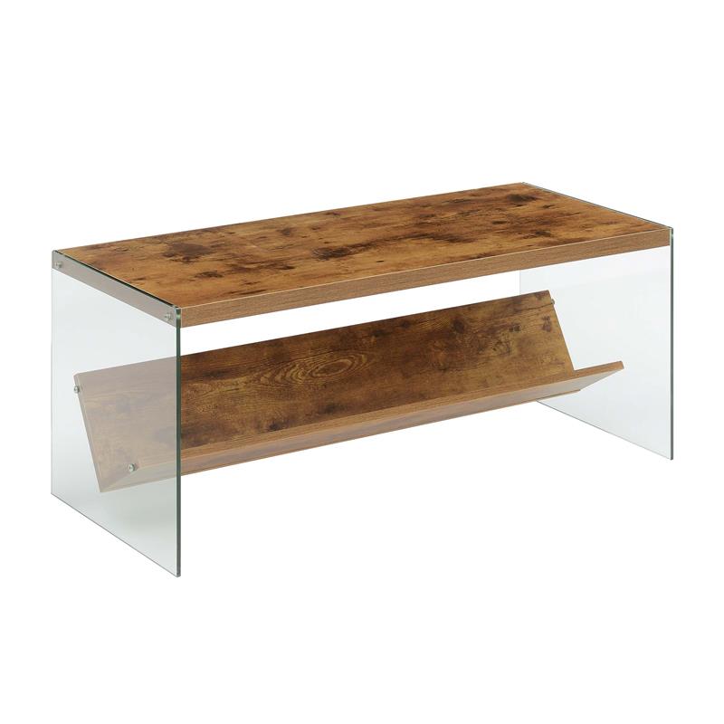 Convenience Concepts SoHo Coffee Table with Shelf in Nutmeg Wood Finish