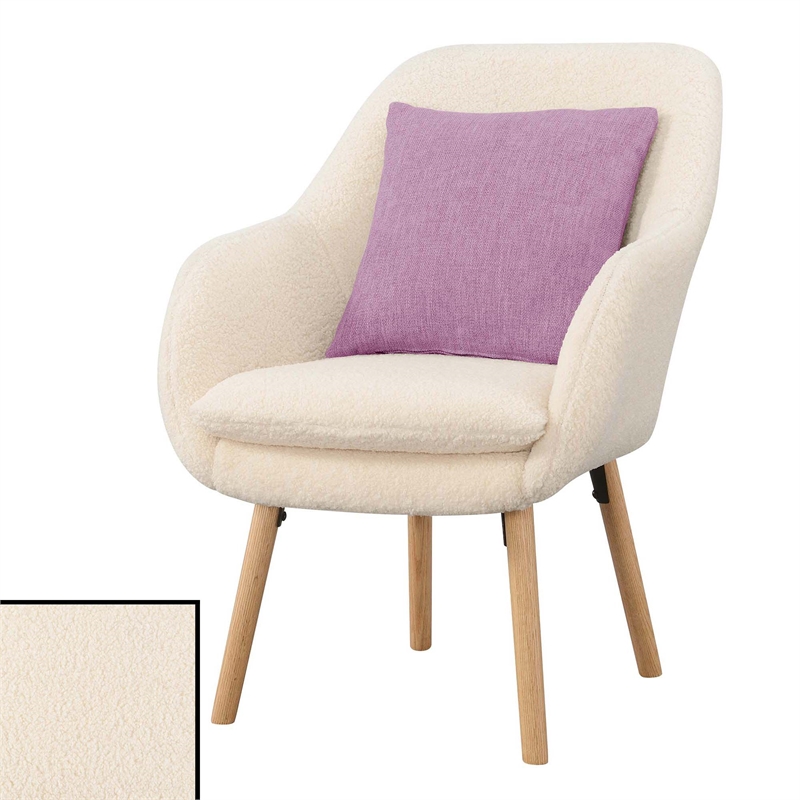 Take-a-Seat Charlotte Sherpa Accent Chair in Cream Sherpa Fabric