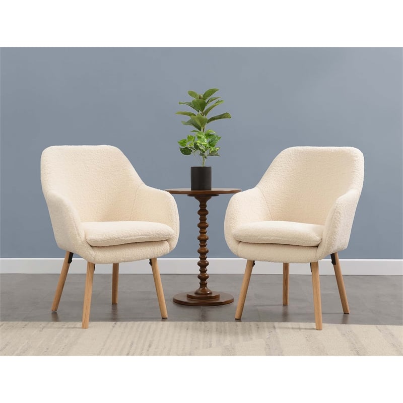 Take-a-Seat Charlotte Sherpa Accent Chair in Cream Sherpa Fabric