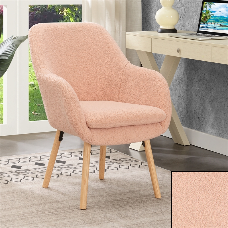 Take-a-Seat Charlotte Sherpa Accent Chair in Peach Cream Sherpa Fabric