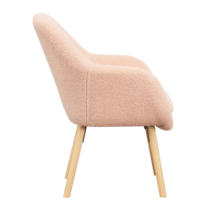 Take-a-Seat Charlotte Sherpa Accent Chair in Peach Cream Sherpa Fabric