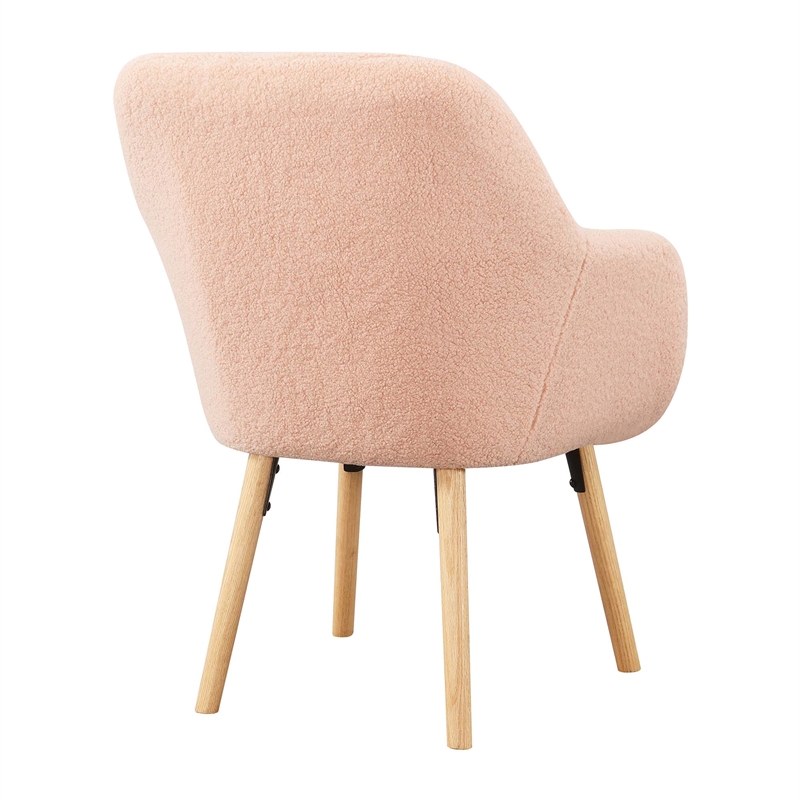 Take-a-Seat Charlotte Sherpa Accent Chair in Peach Cream Sherpa Fabric