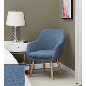 take-a-seat charlotte sherpa accent chair in blue sherpa fabric with wood legs