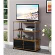 Designs2Go Highboy TV Stand with Storage Cabinets and Shelves in Nutmeg Wood