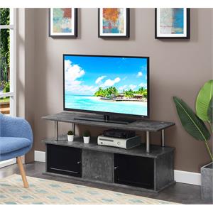Designs2Go TV Stand with Three Storage Cabinets and Shelf in Gray Wood Finish