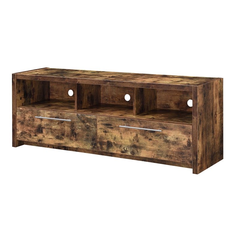 Newport Marbella 60-inch TV Stand with Cabinets and Shelves in Nutmeg Wood