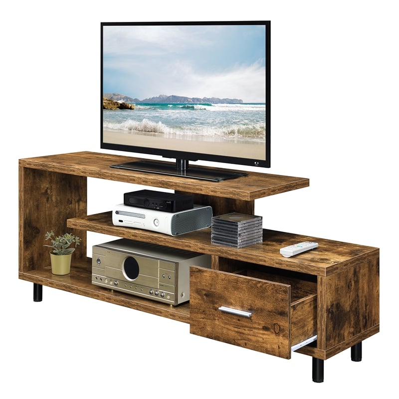 Seal II One-Drawer 60 inch TV Stand with Shelves in Nutmeg Wood Finish