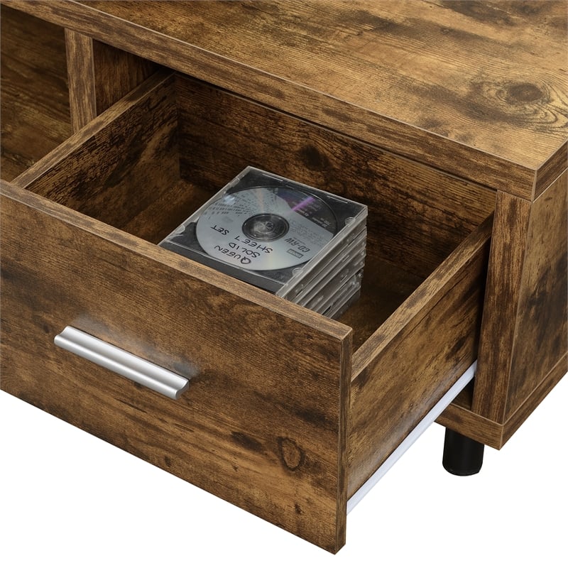 Seal II One-Drawer 60 inch TV Stand with Shelves in Nutmeg Wood Finish