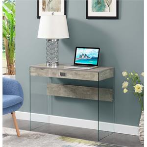 Convenience Concepts SoHo One-Drawer Glass 36-inch Desk in Gray Wood Finish