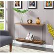 SoHo V Console Table with Shelf in Nutmeg Wood Finish and Clear Glass Panels