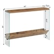 SoHo V Console Table with Shelf in Nutmeg Wood Finish and Clear Glass Panels