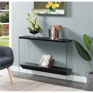 Convenience Concepts SoHo V Console Table with Shelf in Black Wood Finish