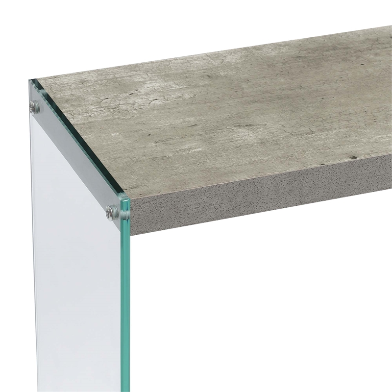 Convenience Concepts SoHo V Console Table with Shelf in Light Gray Wood Finish