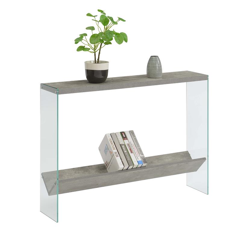 Convenience Concepts SoHo V Console Table with Shelf in Light Gray Wood Finish