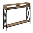 Tucson Deluxe Console Table with Shelf in Nutmeg Wood with Black Metal Frame