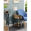 Tucson Flip Top End Table with Charging Station and Shelf in Nutmeg Wood Finish
