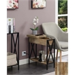 Tucson Flip Top End Table with Charging Station and Shelf in Nutmeg Wood Finish