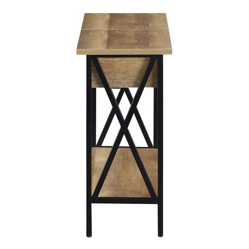 Tucson Flip Top End Table with Charging Station and Shelf in Nutmeg Wood Finish