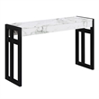 Monterey Console Table in White Faux Marble Wood Finish and Black Wood Frame