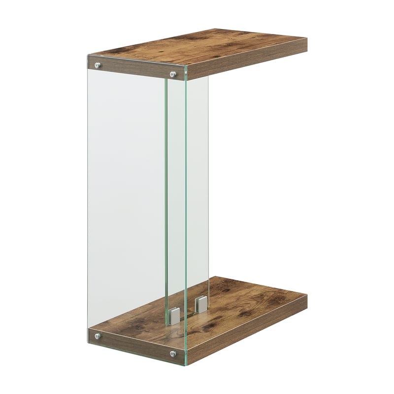 Convenience Concepts SoHo C End Table in Nutmeg Wood Finish and Clear Glass