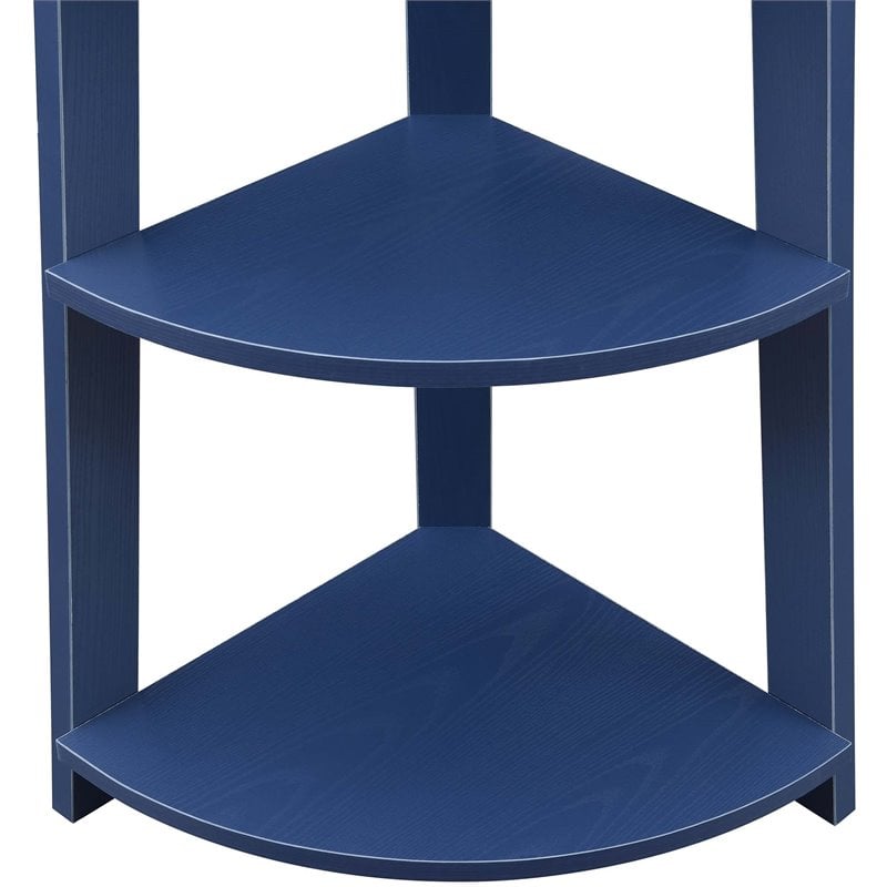 Convenience Concepts Newport 5-Tier Corner Bookshelf in Blue Wood